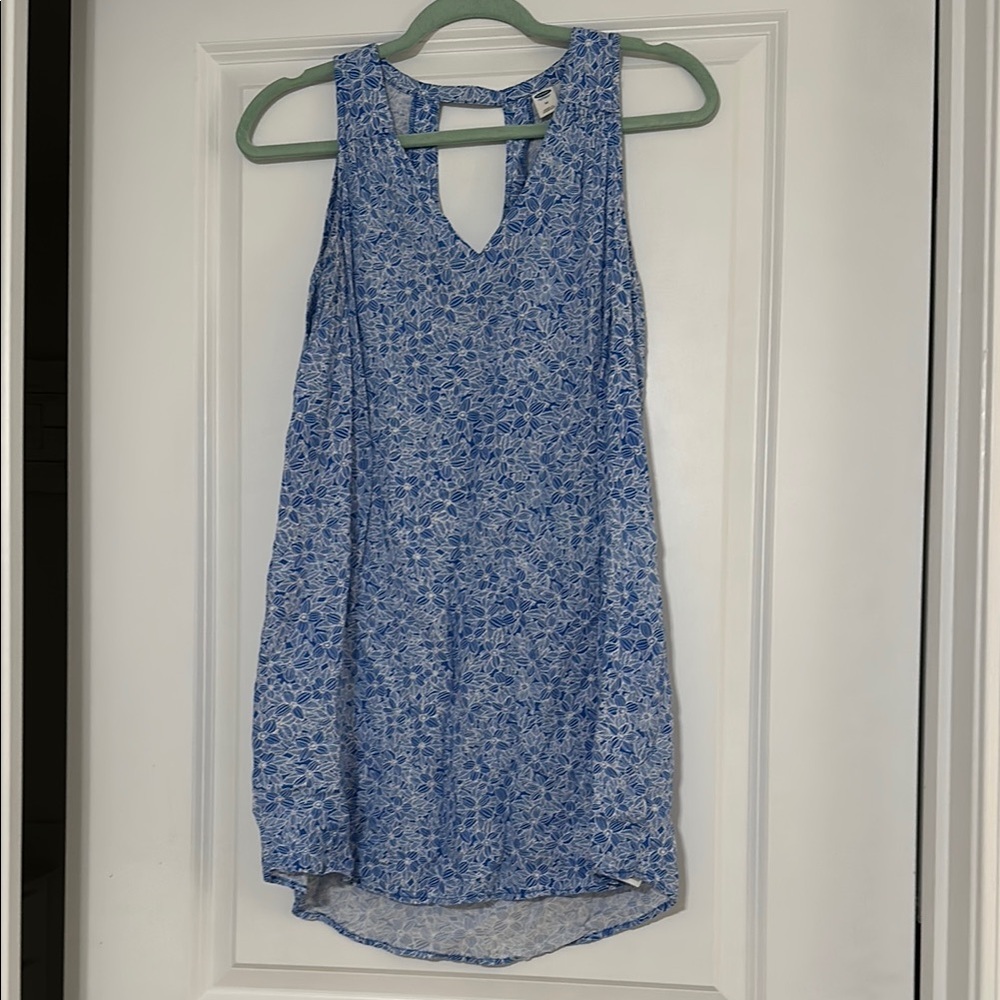 Blue Floral Sleeveless Dress